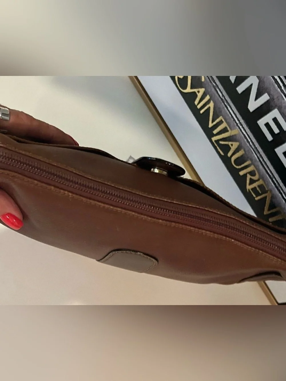 Dunhill Brown Leather Bag clutch Organizer Travel bag